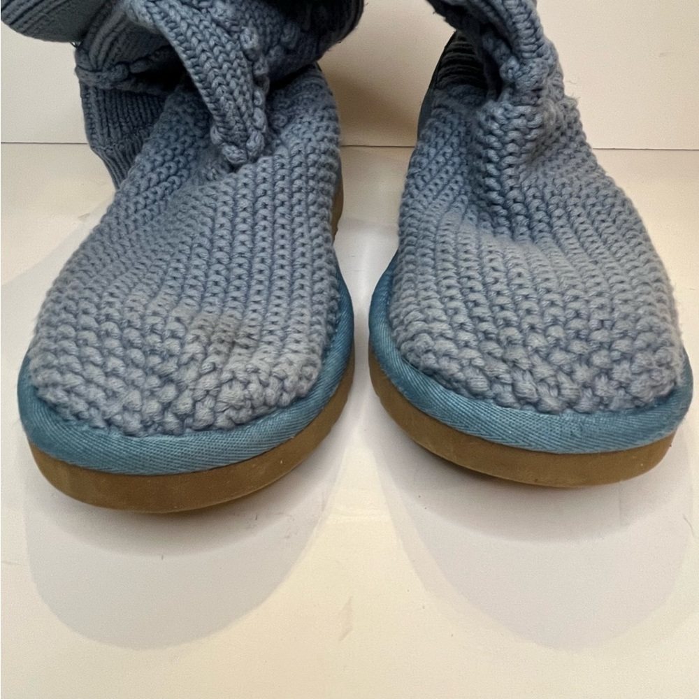 Genuine Ugg Australia Classic Women’s Crochet Tall Boots Size 7 Blue Wool Insole - Picture 7 of 15